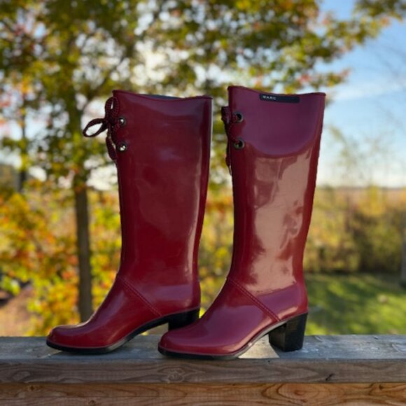 Marc Jacobs Women's Red High Heel Rain Boots - Picture 1 of 7